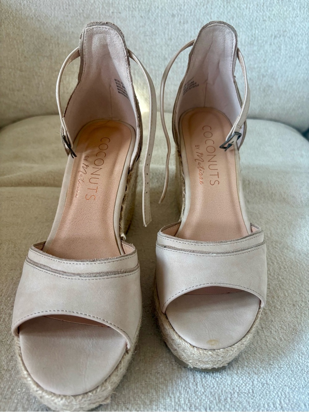 Coconuts by Matisse Nude Blush Espadrille Wedge Sandals with Ankle Strap